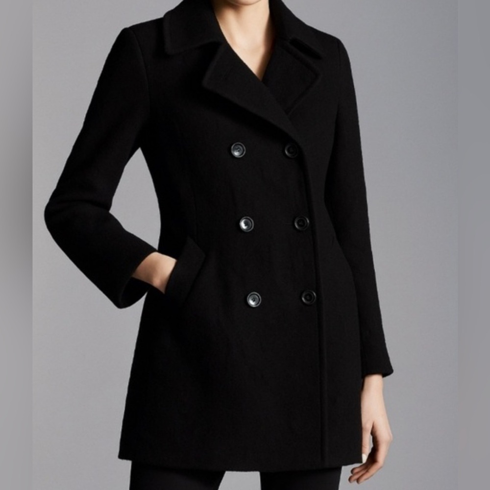 💯%Wool Preloved Fabio Vintage Black/Carbon Grey Double-Breasted Women's Coat